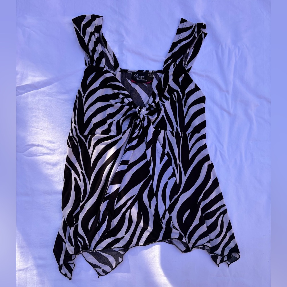 Vintage Best Collection Zebra Print Tank Top